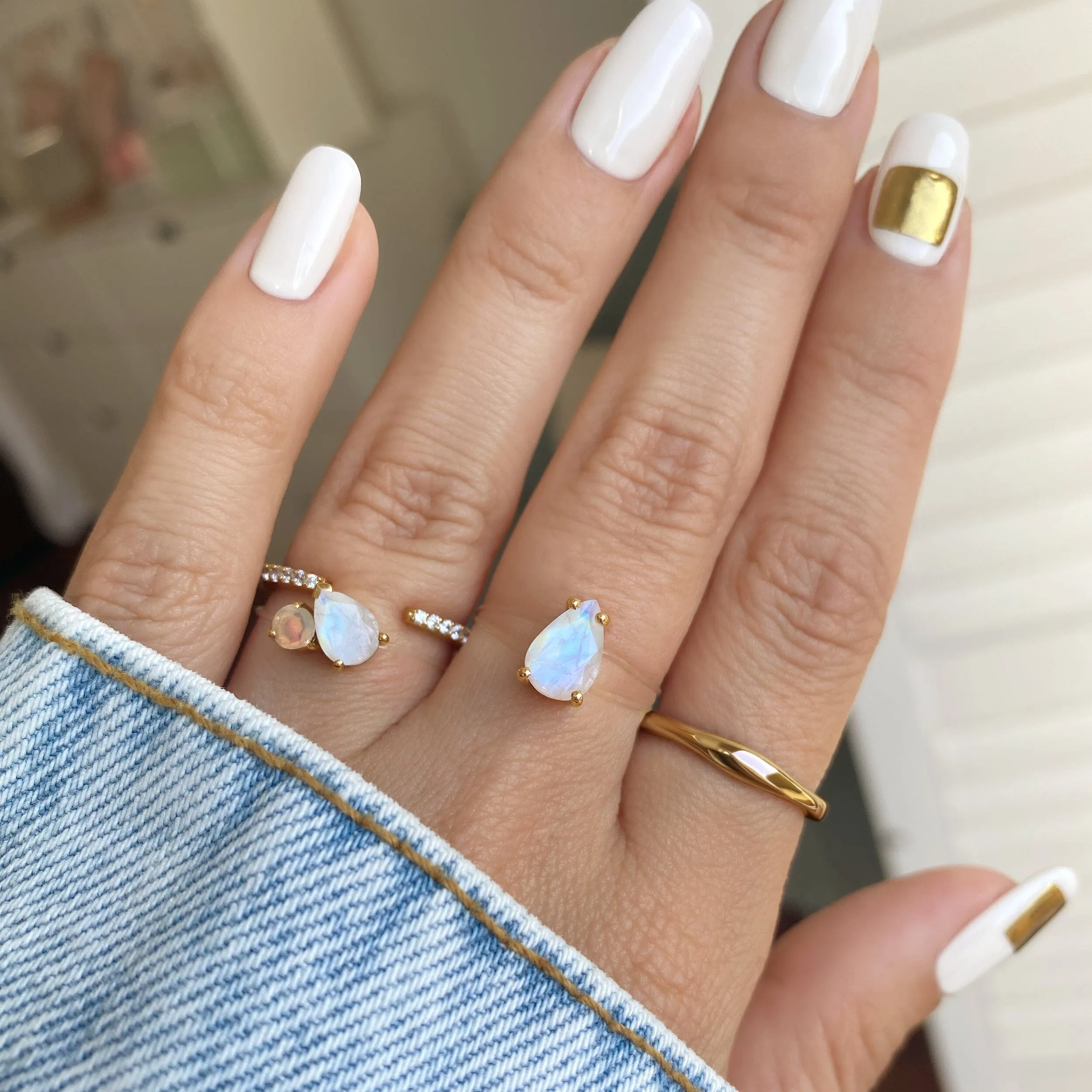 Moonstone & Opal Toi Et Moi & Sway Floating Rings