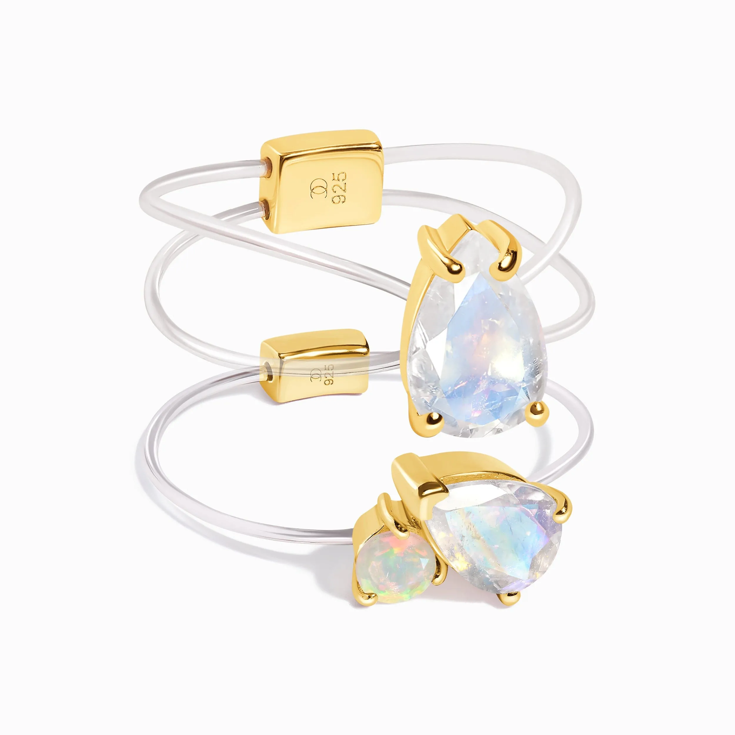 Moonstone & Opal Toi Et Moi & Sway Floating Rings