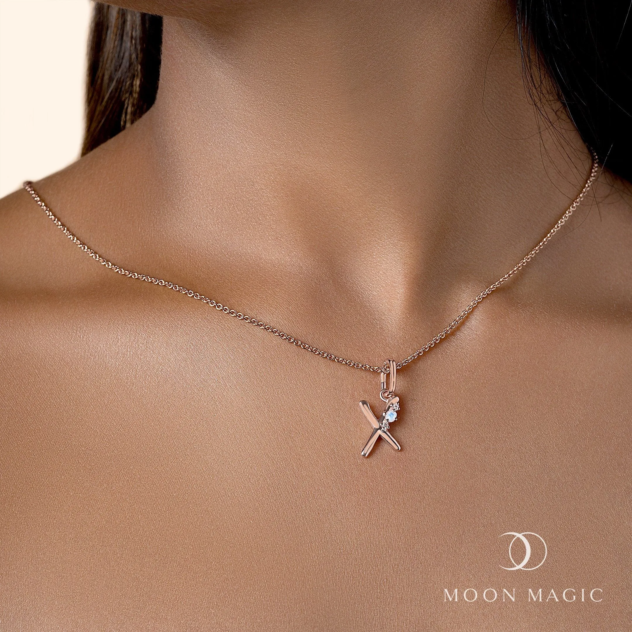 Moonstone Pendant - Lucky Letter X Pendant