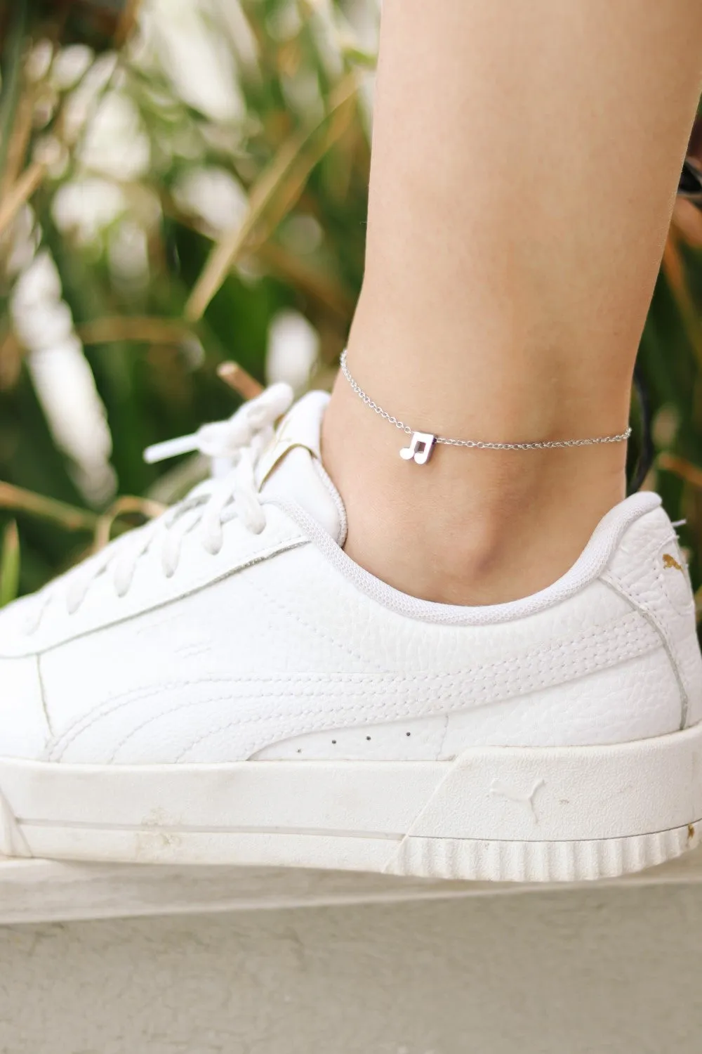 Music note anklet, waterproof silver chain ankle bracelet, personalised jewelry