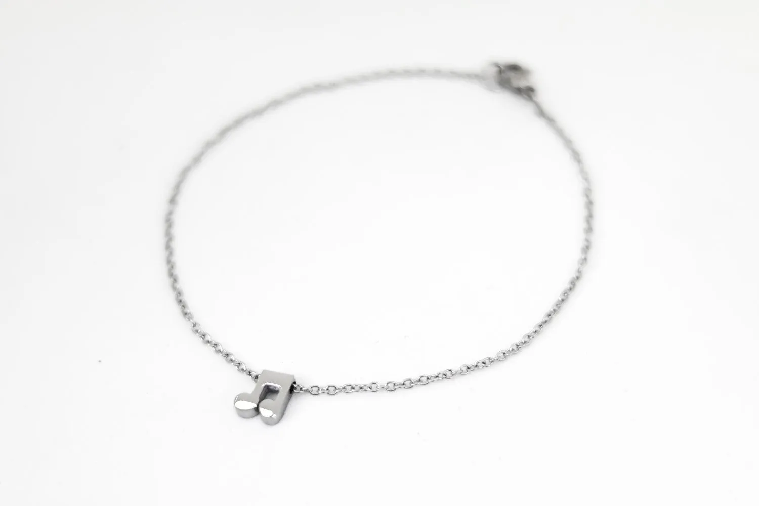 Music note anklet, waterproof silver chain ankle bracelet, personalised jewelry