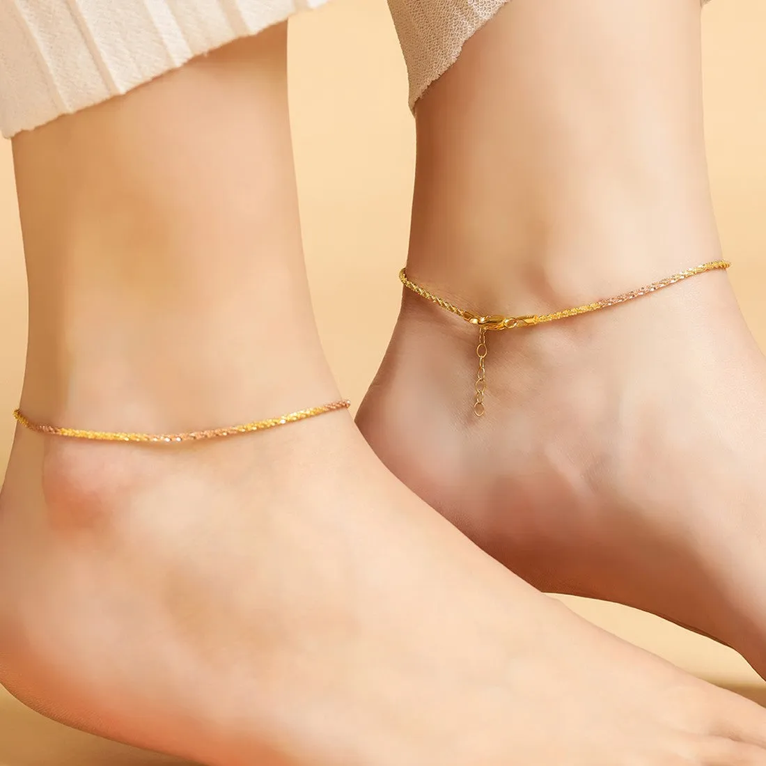 Mystical Dual Tone Elegant 925 Sterling Silver Anklet