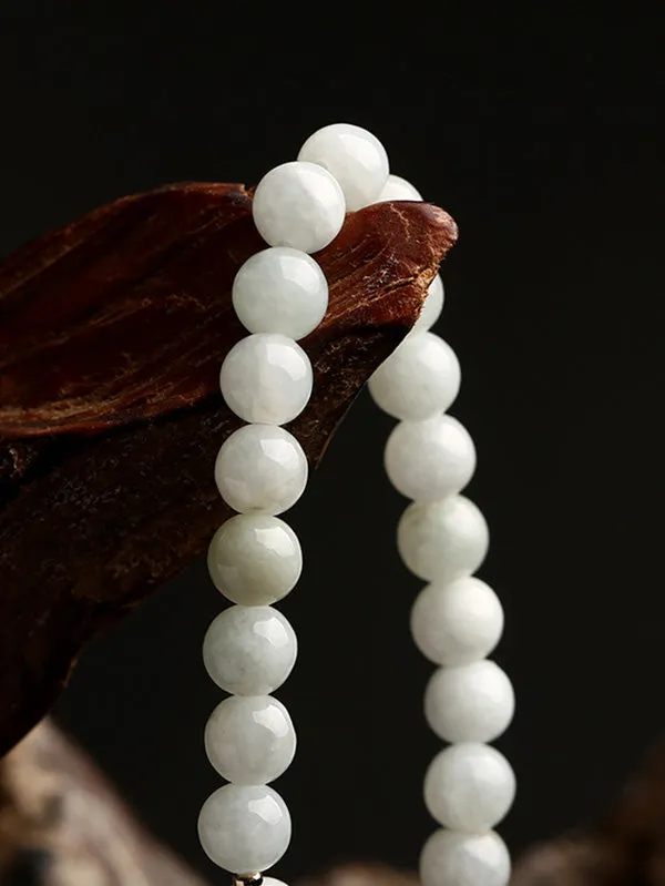 National Jade Beads&Flower Handmade Bracelet