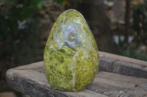 Natural Large Green Opal Standing Free Form  x 1 From Madagascar