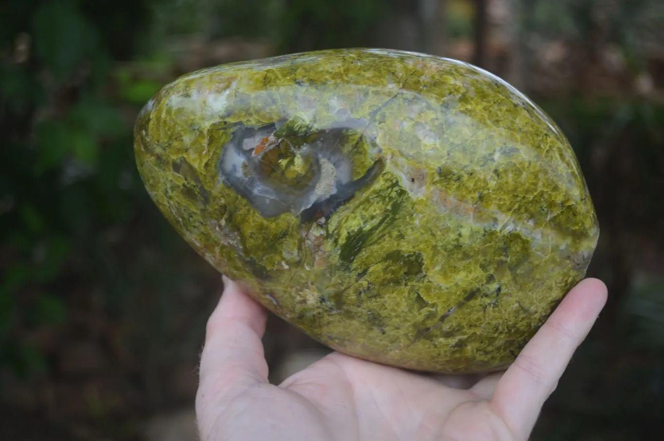 Natural Large Green Opal Standing Free Form  x 1 From Madagascar