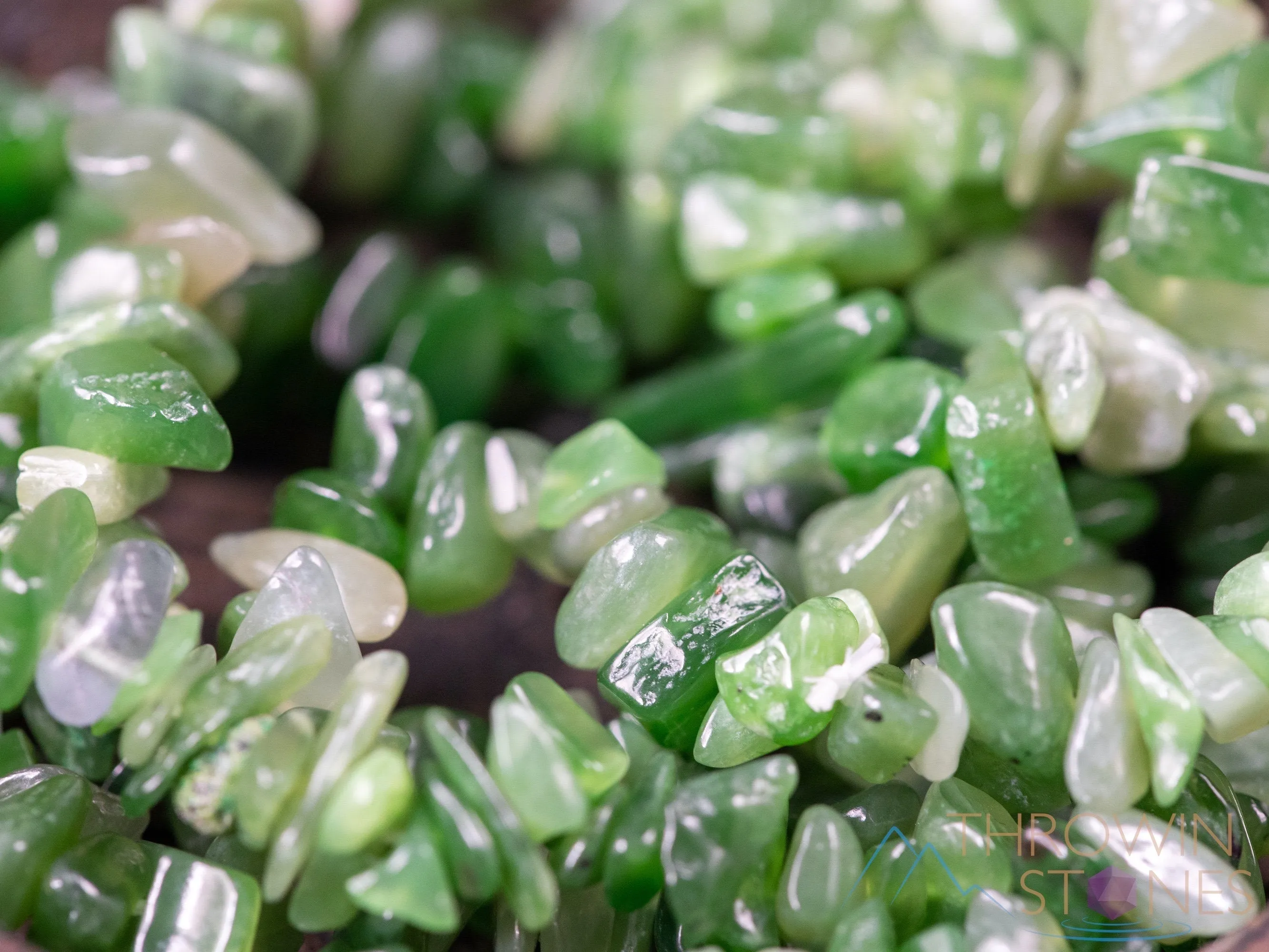 Nephrite JADE Crystal Bracelet - Chip Beads - Beaded Bracelet, Handmade Jewelry, Healing Crystal Bracelet, E1768