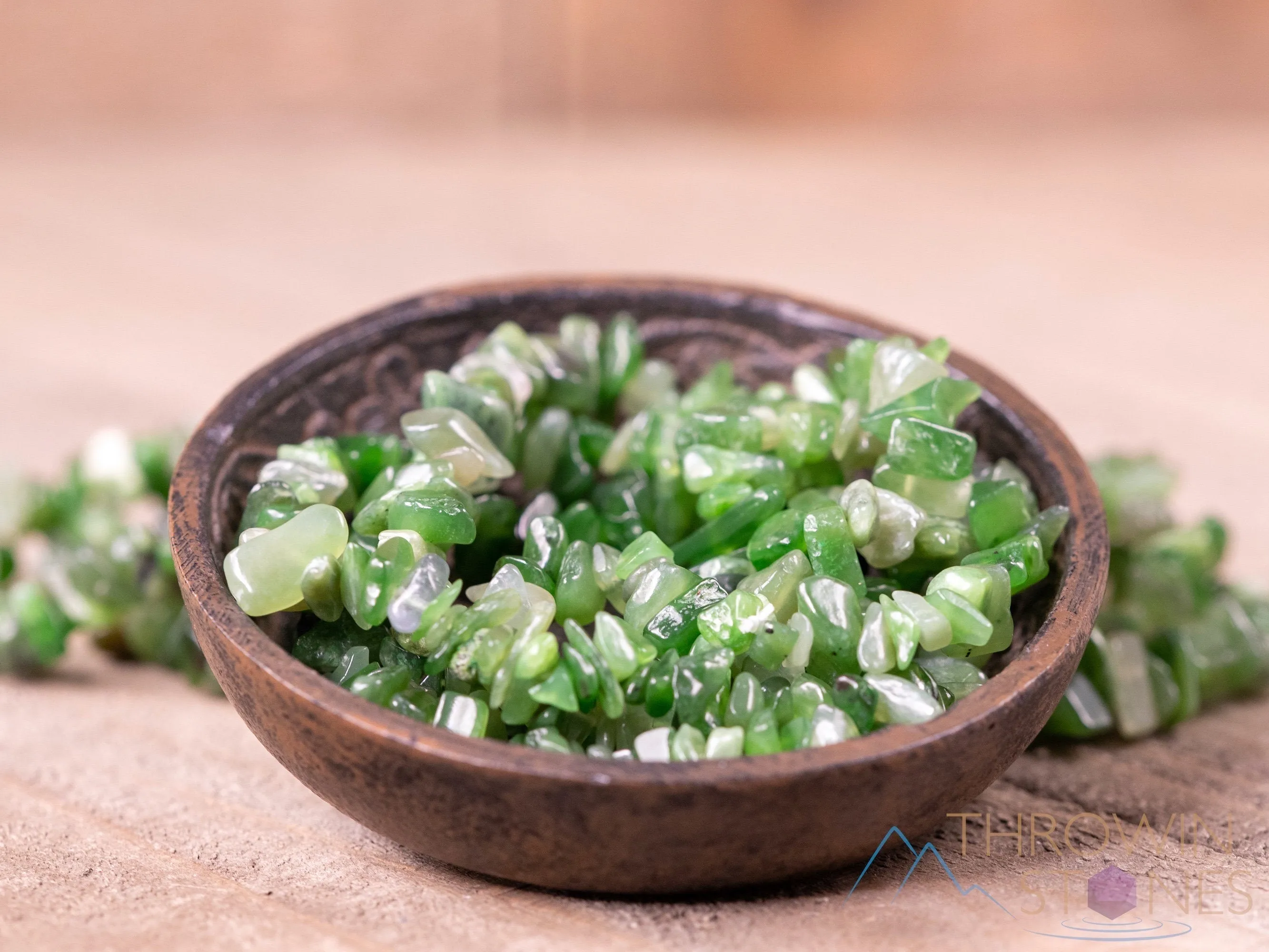 Nephrite JADE Crystal Bracelet - Chip Beads - Beaded Bracelet, Handmade Jewelry, Healing Crystal Bracelet, E1768