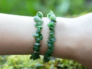 Nephrite JADE Crystal Bracelet - Chip Beads - Beaded Bracelet, Handmade Jewelry, Healing Crystal Bracelet, E1768