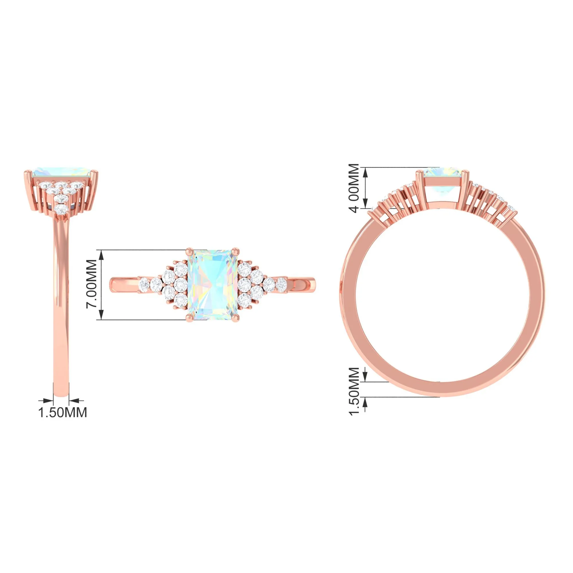 Octagon Cut Ethiopian Opal and Diamond Solitaire Engagement Ring