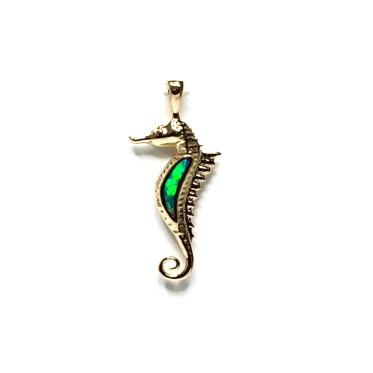 Opal Pendant Inlaid Realistic Sea Horse Design