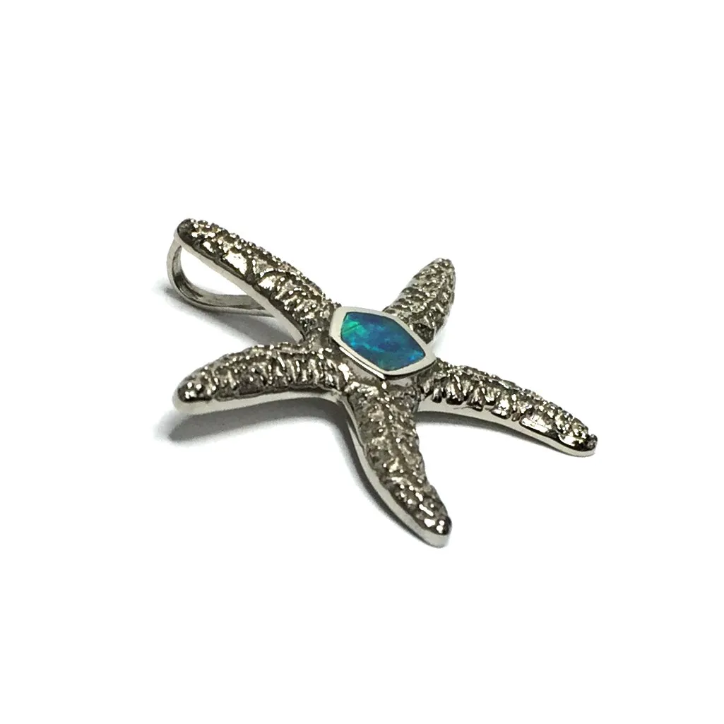 Opal Pendant Inlaid Realistic Star Fish Sea Life Design