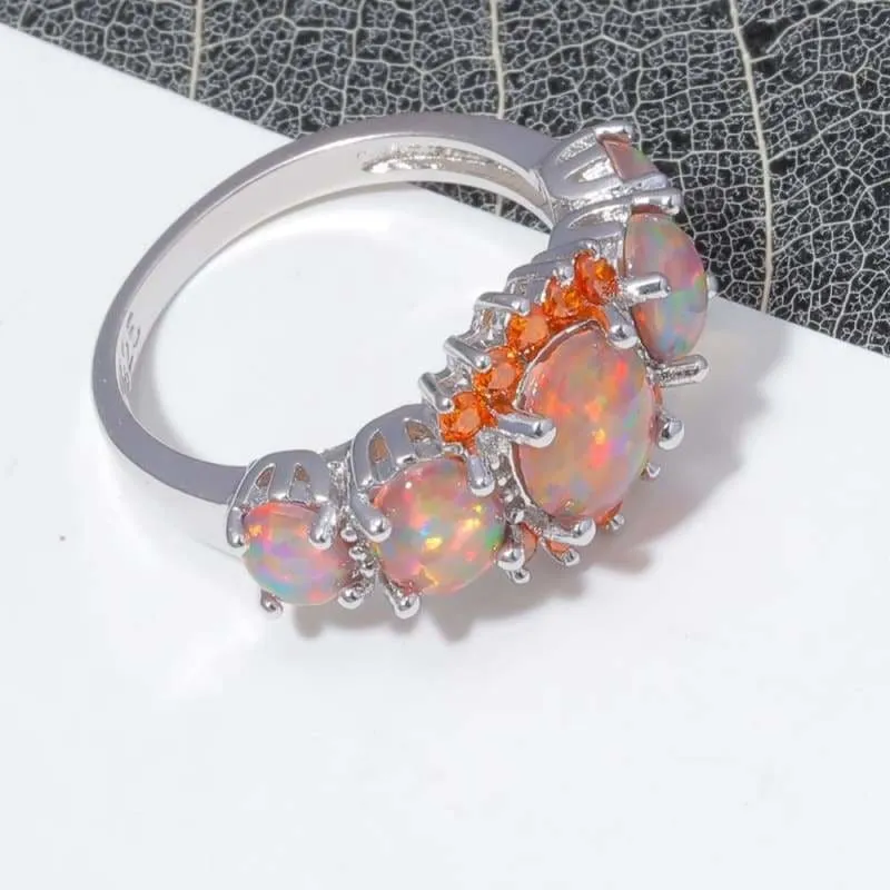 Orange Fire Opal Ring