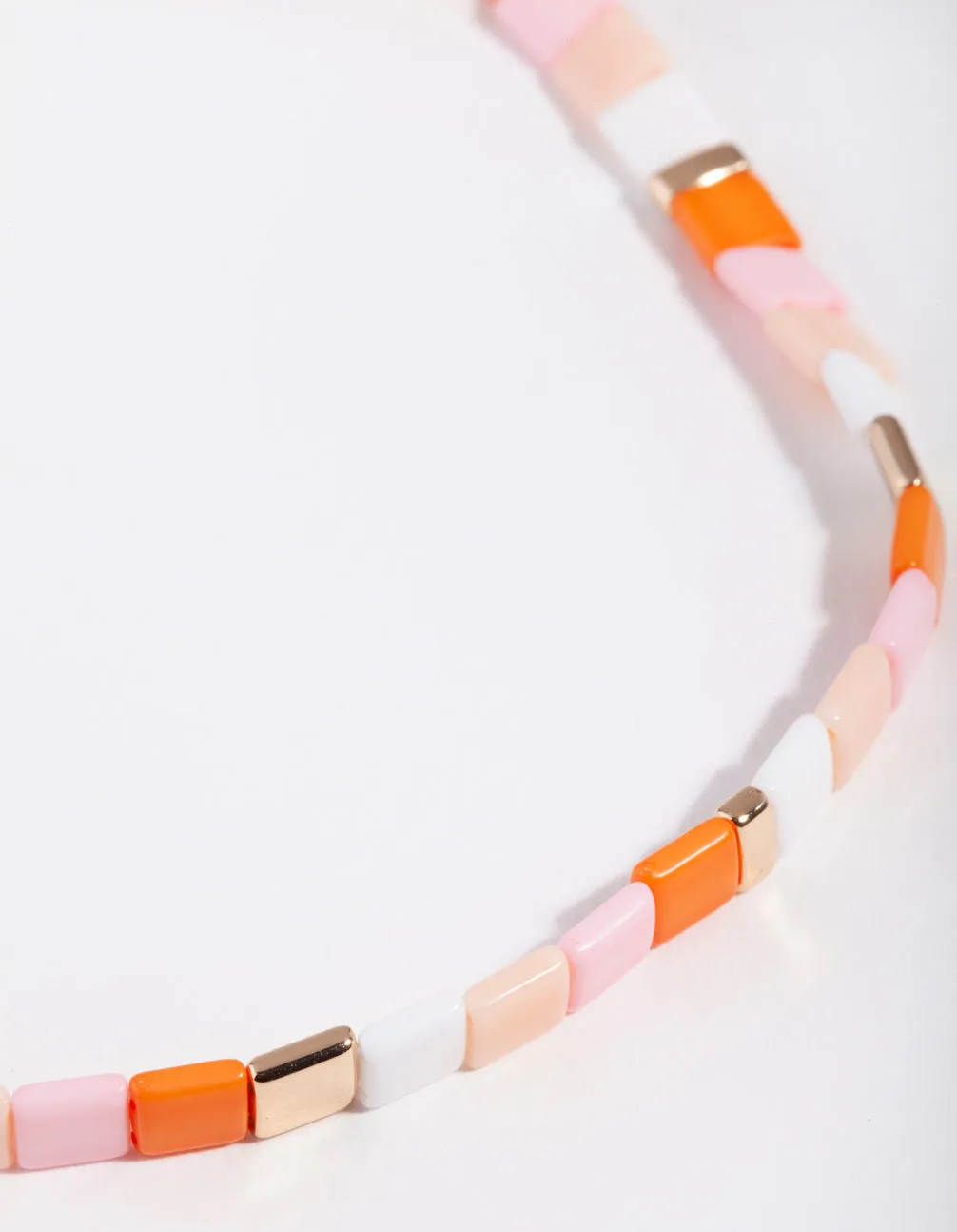 Orange Pink Square Bead Anklet