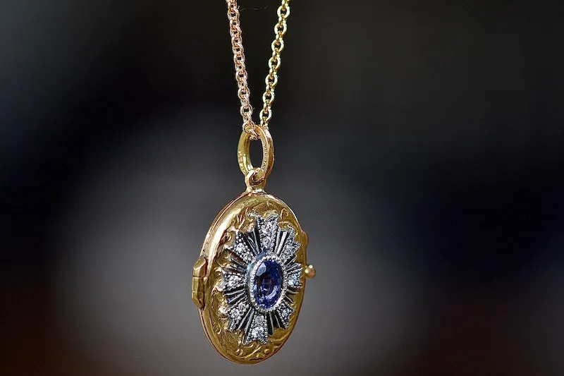 Oval Blue Sapphire Locket