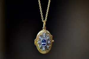 Oval Blue Sapphire Locket