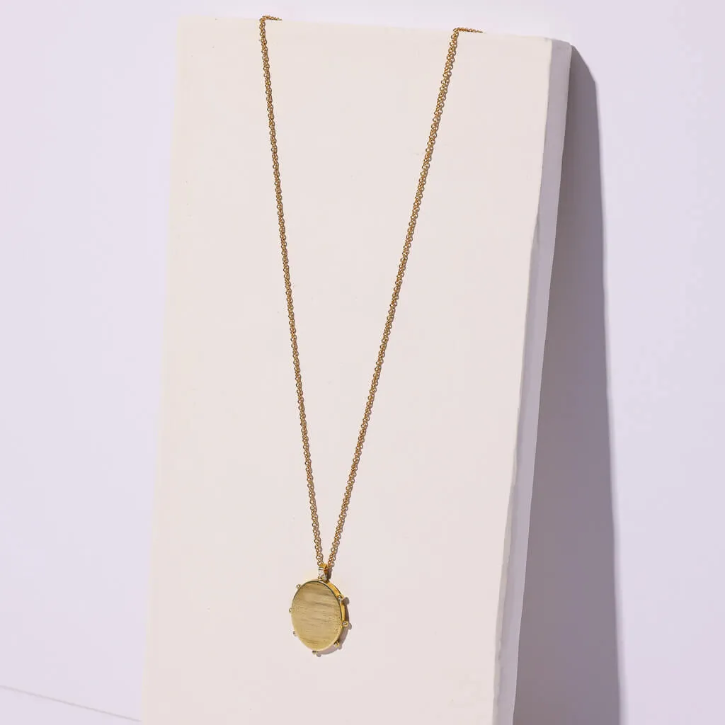 Oval Locket Necklace - Brass