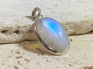 Oval Rainbow Moonstone Pendant