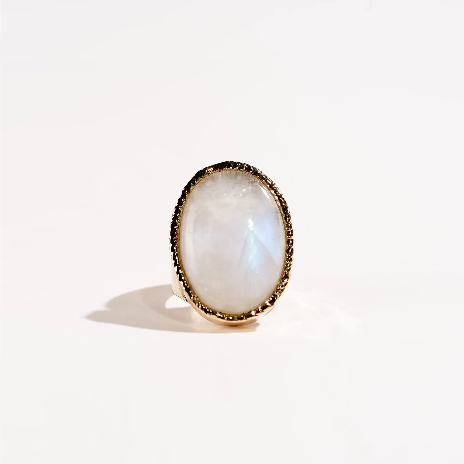 Oval Rainbow Moonstone Signature Ring