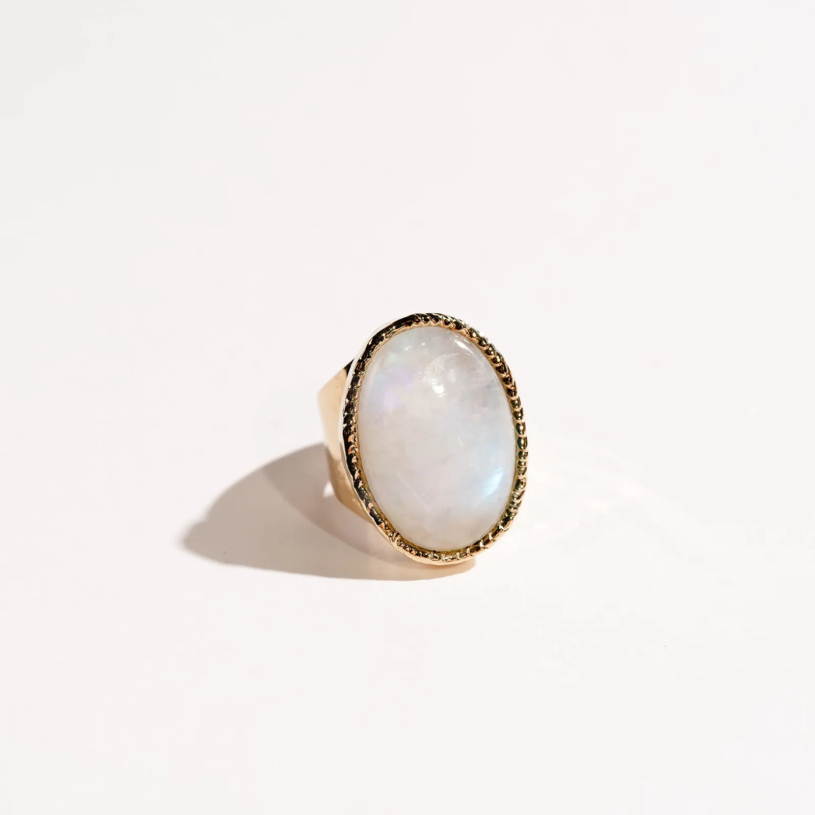 Oval Rainbow Moonstone Signature Ring