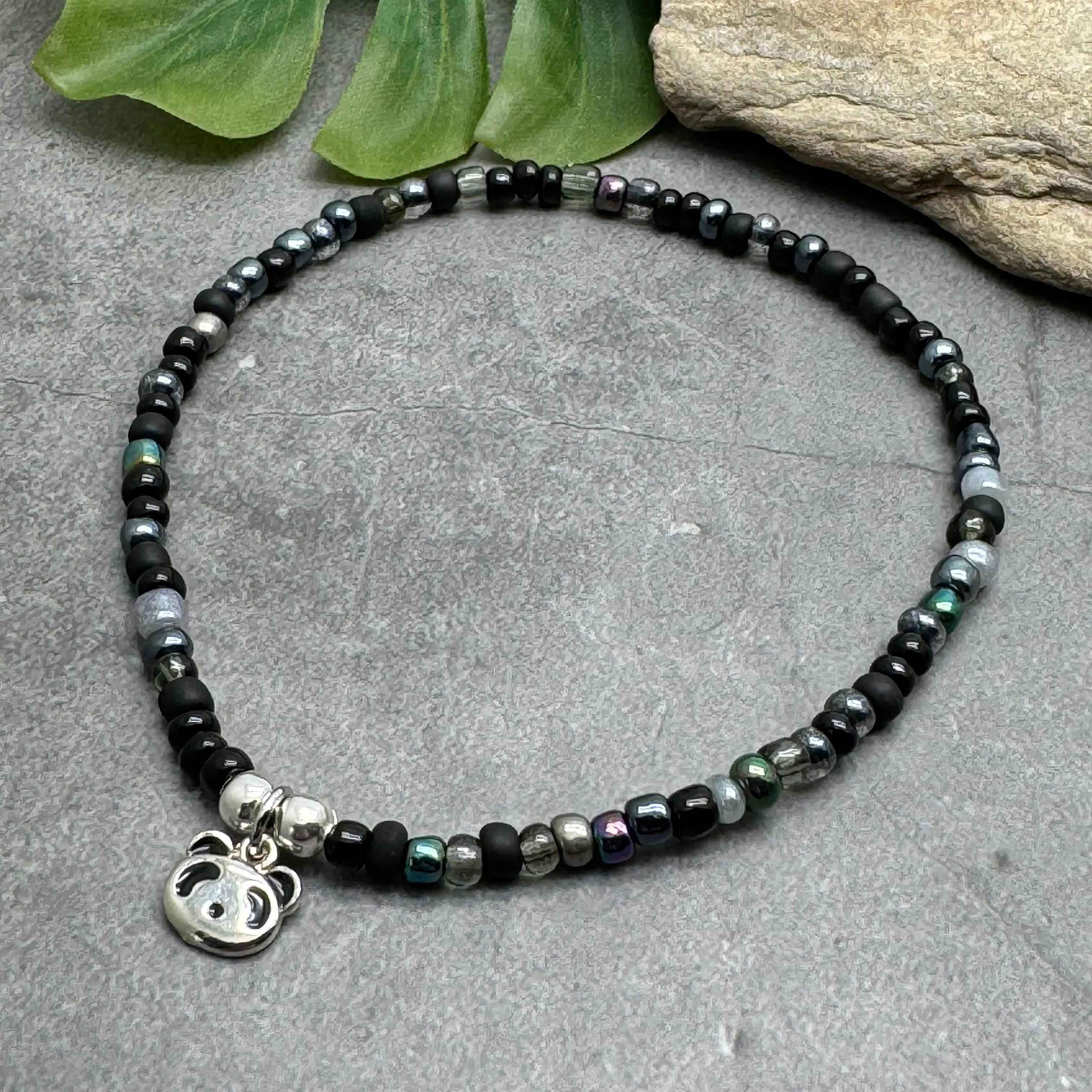 Panda Charm Seed Bead Anklet - Colour Choice