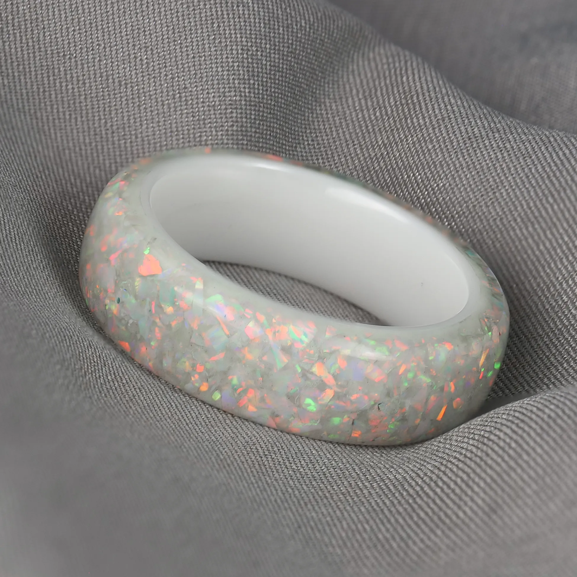 Pearl White Opal Dust Glowstone Ring