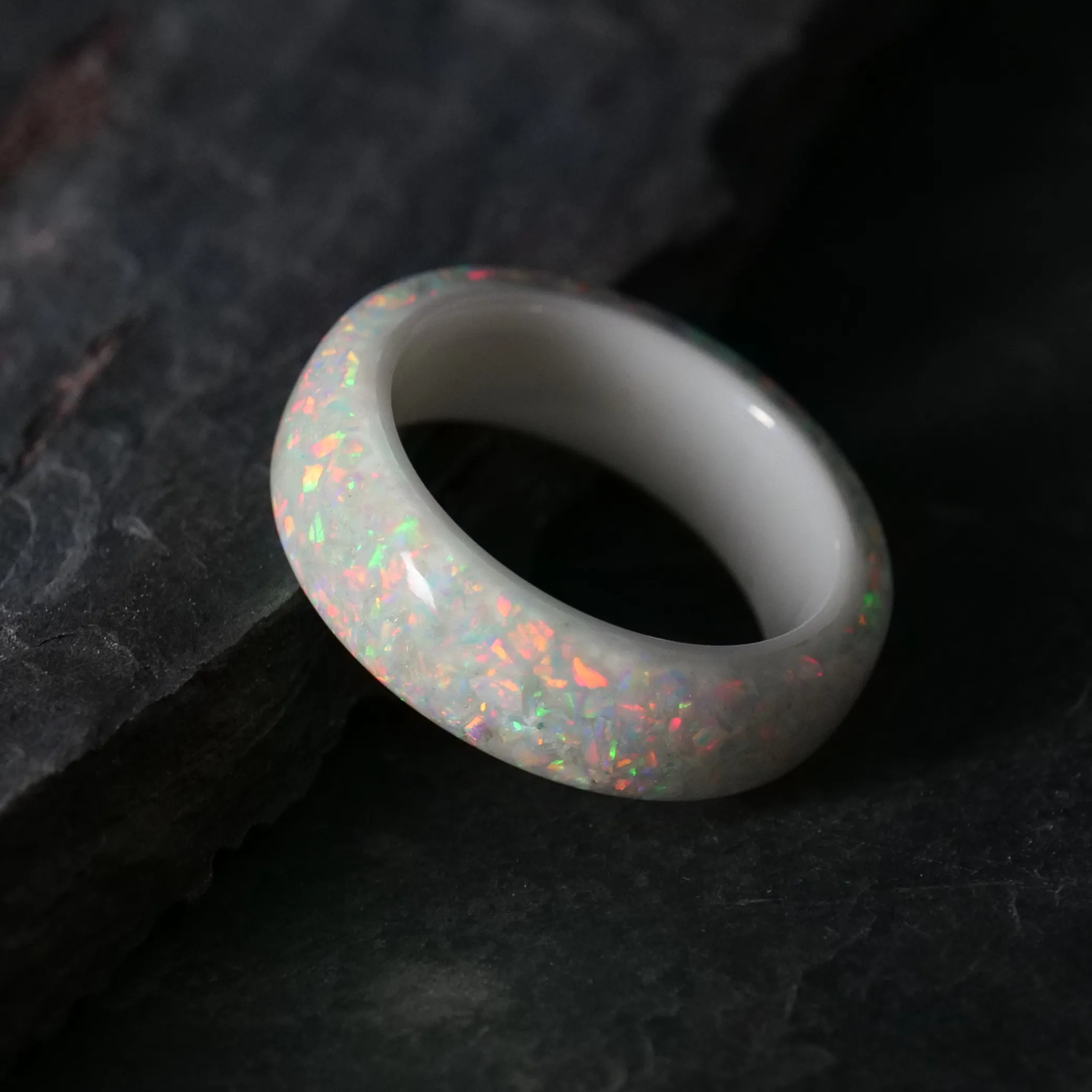 Pearl White Opal Dust Glowstone Ring