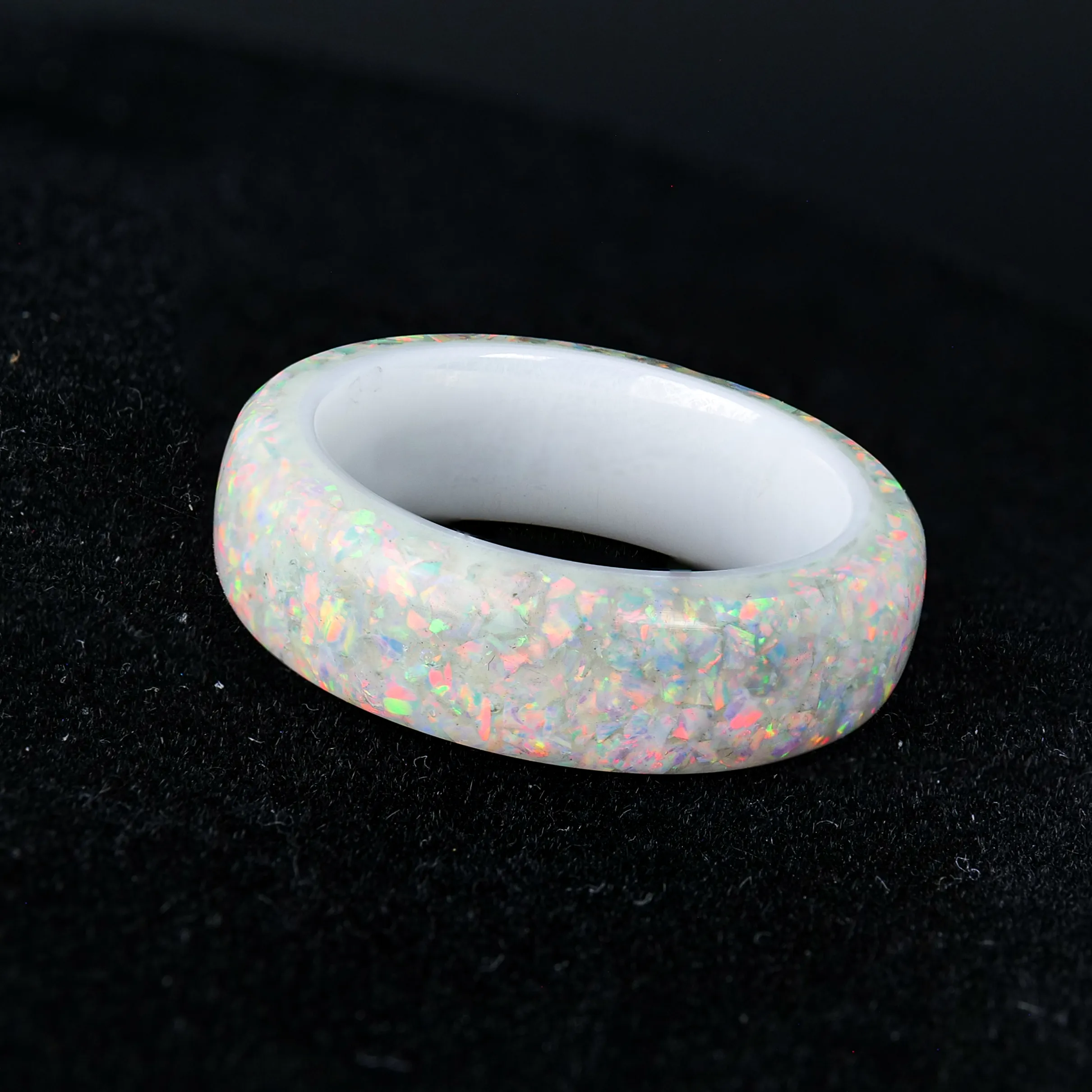 Pearl White Opal Dust Glowstone Ring