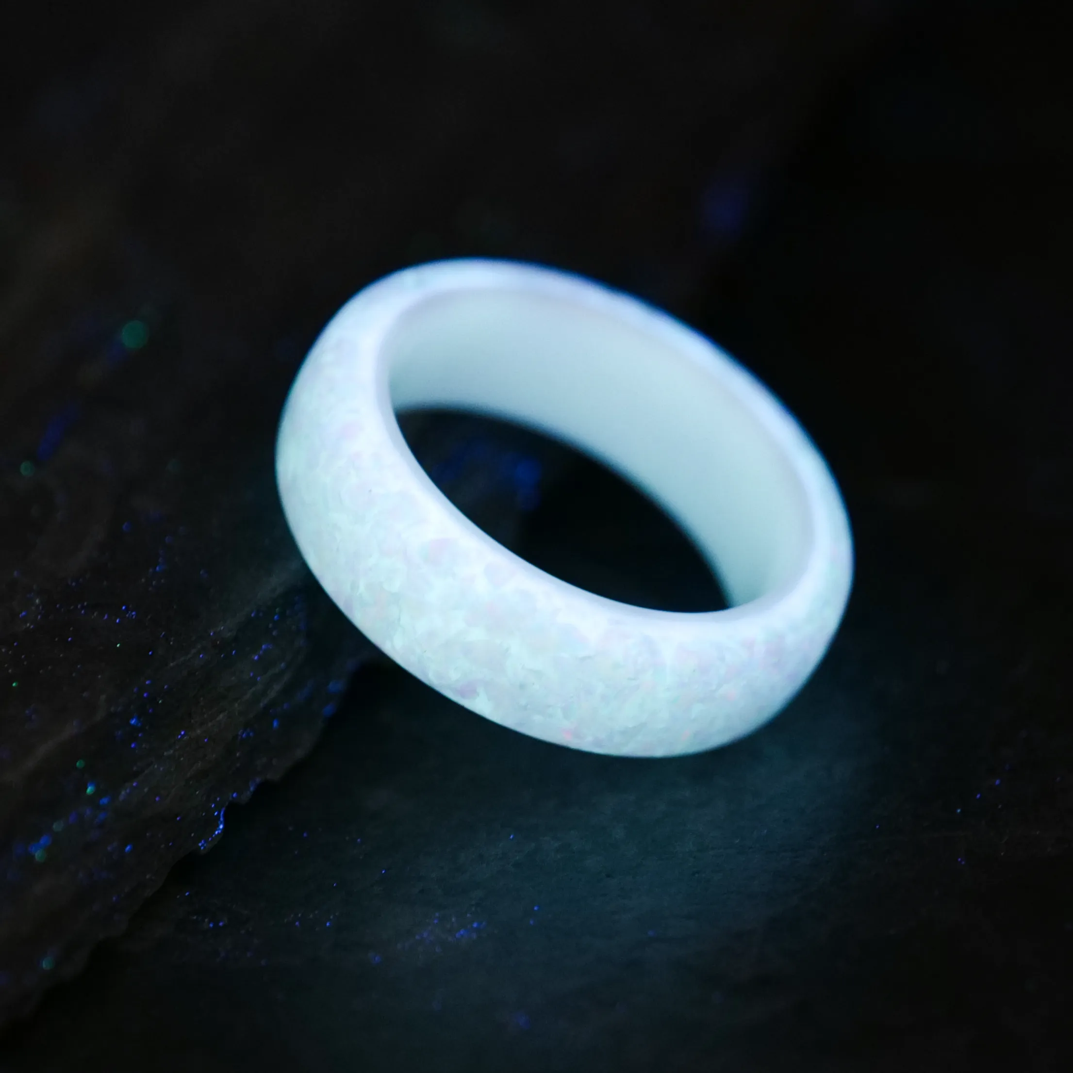 Pearl White Opal Dust Glowstone Ring