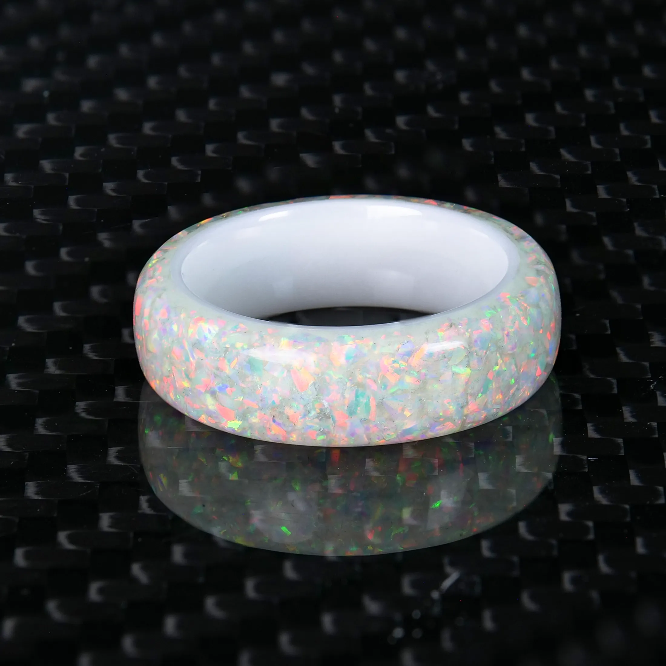 Pearl White Opal Dust Glowstone Ring