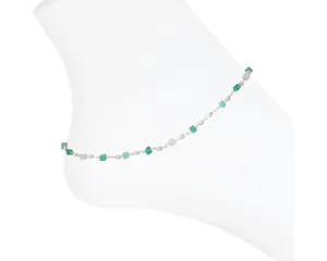 Periwinkle anklet turquoise and white beaded