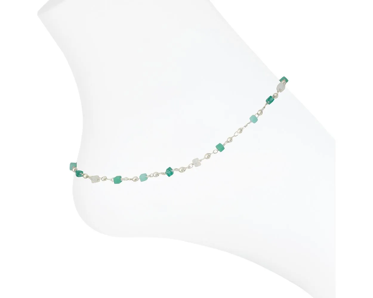 Periwinkle anklet turquoise and white beaded