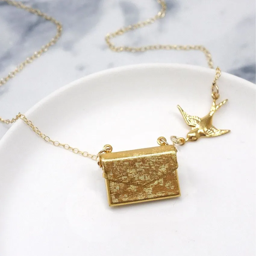 Personalised Envelope Necklace With Bird