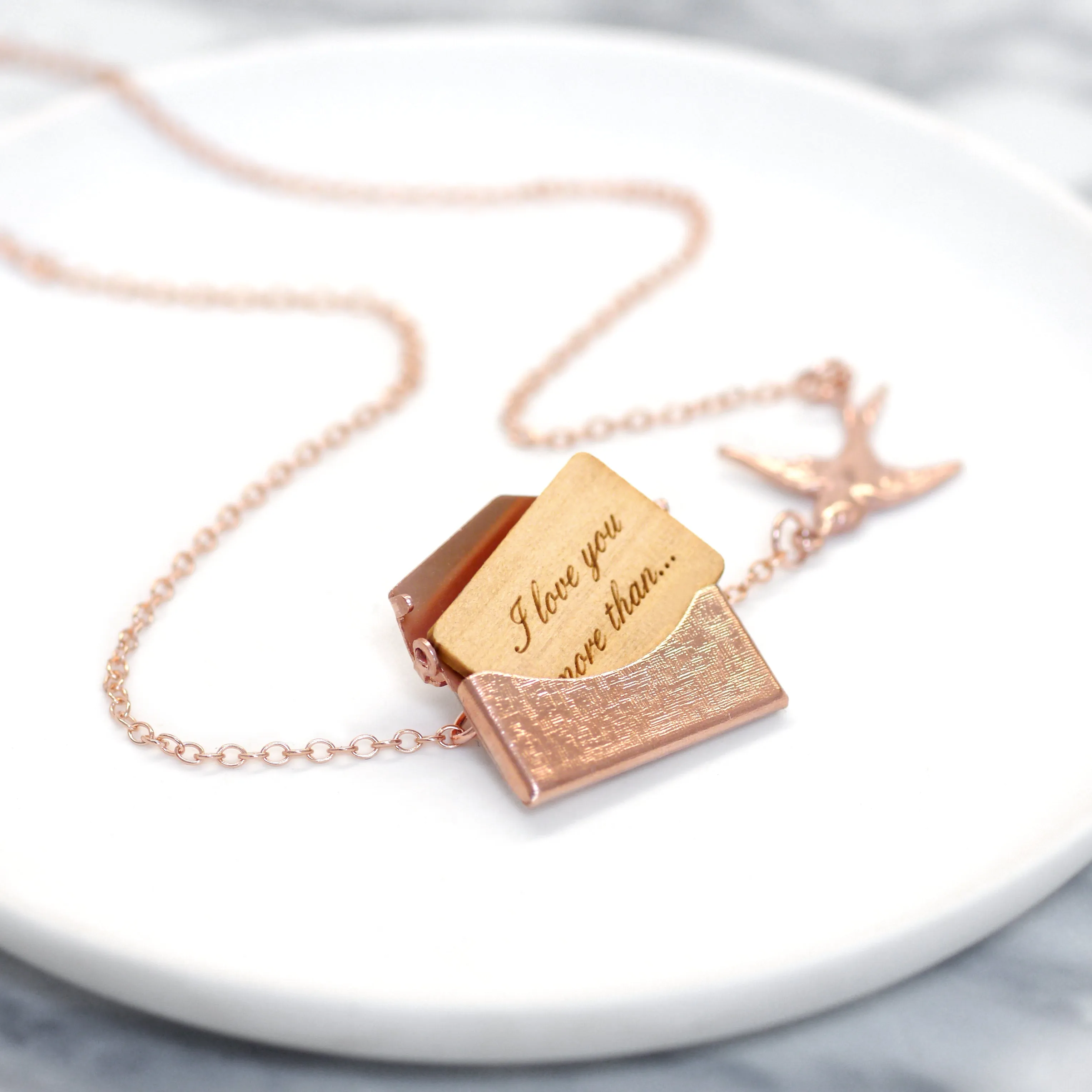 Personalised Envelope Necklace With Bird