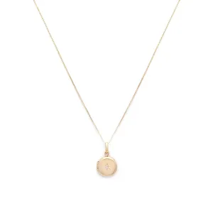 Petite Round Spark Locket | 14k Gold & Diamond