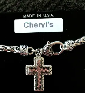 Pink Cross Clasp Bracelet