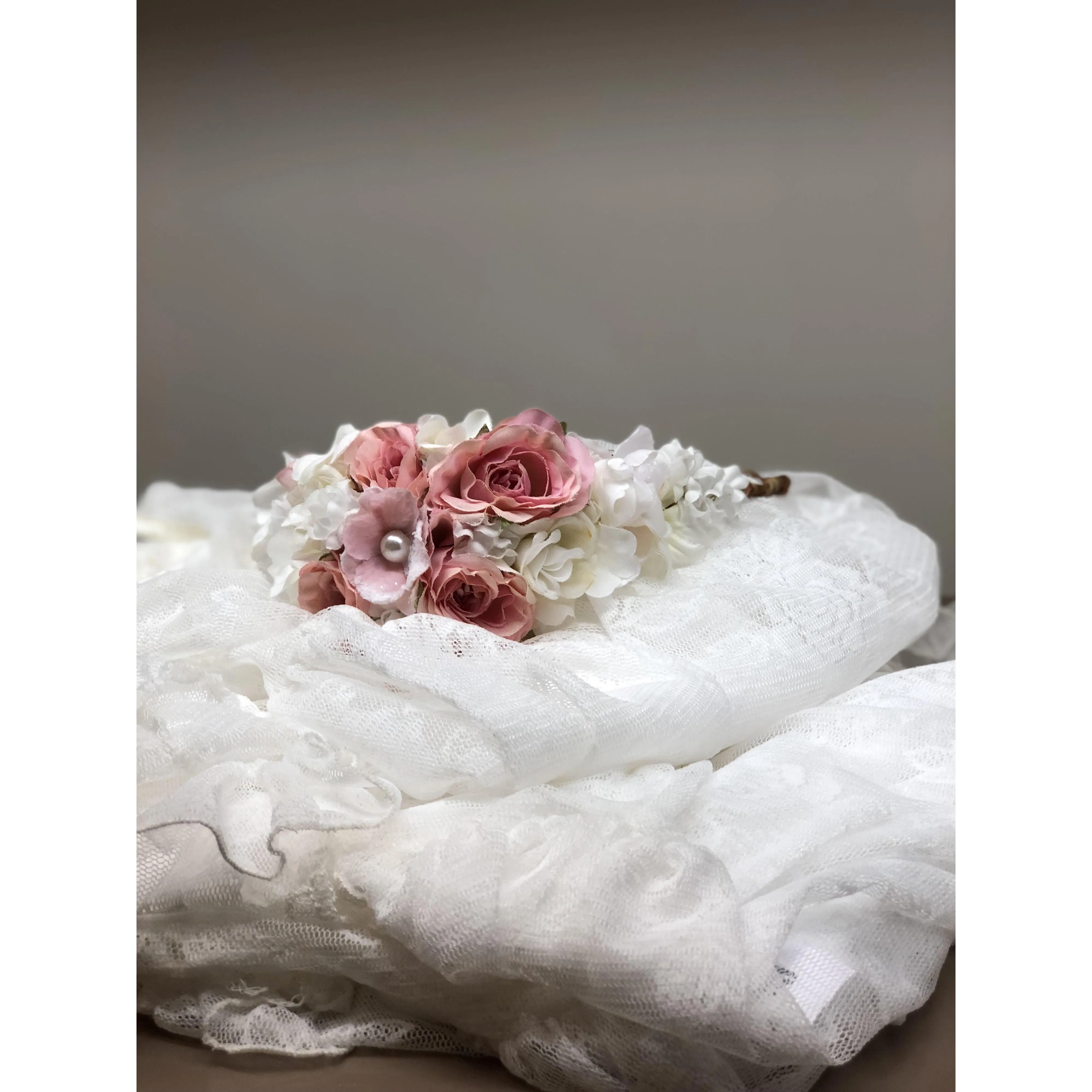 Pink White and Pearl Flower Crown