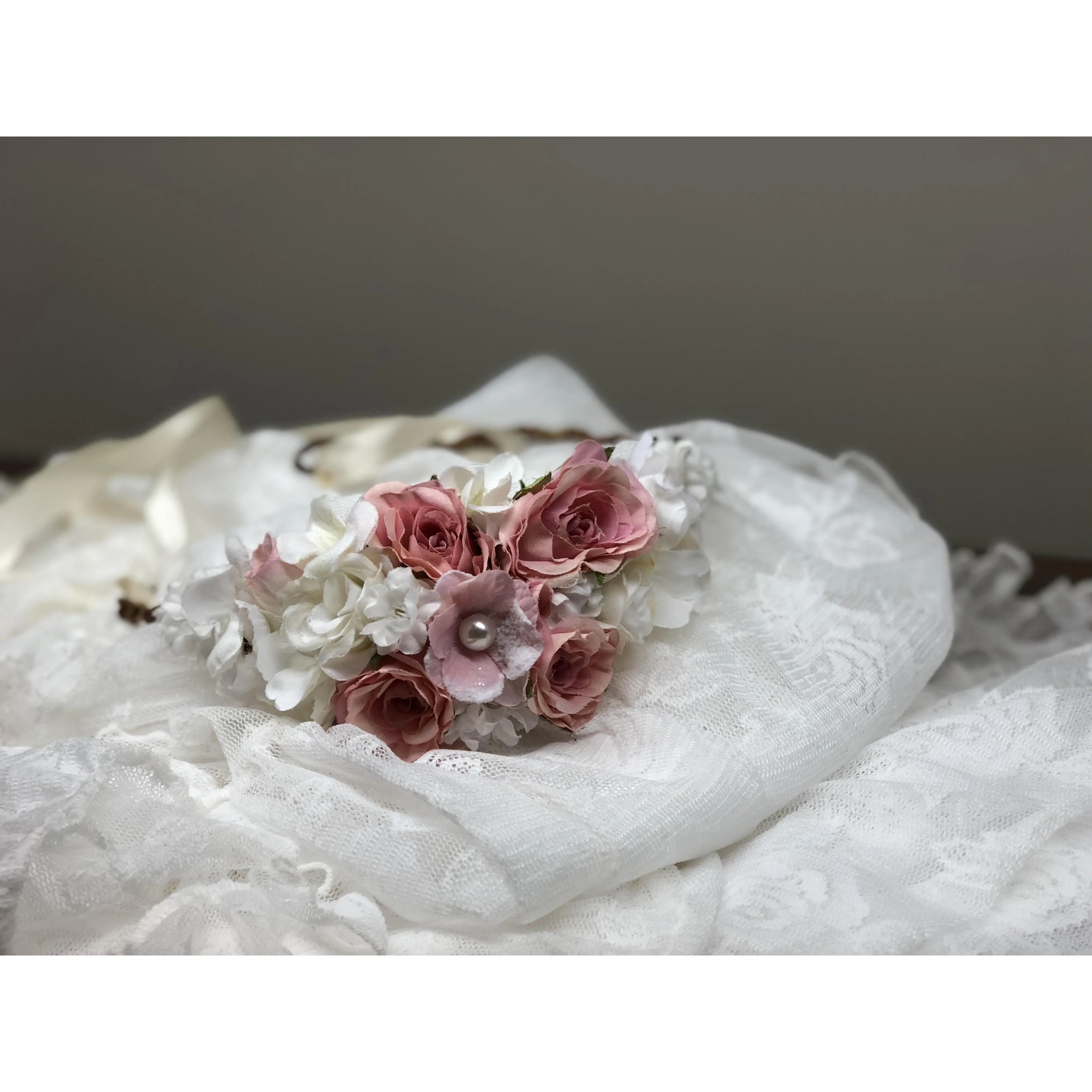 Pink White and Pearl Flower Crown