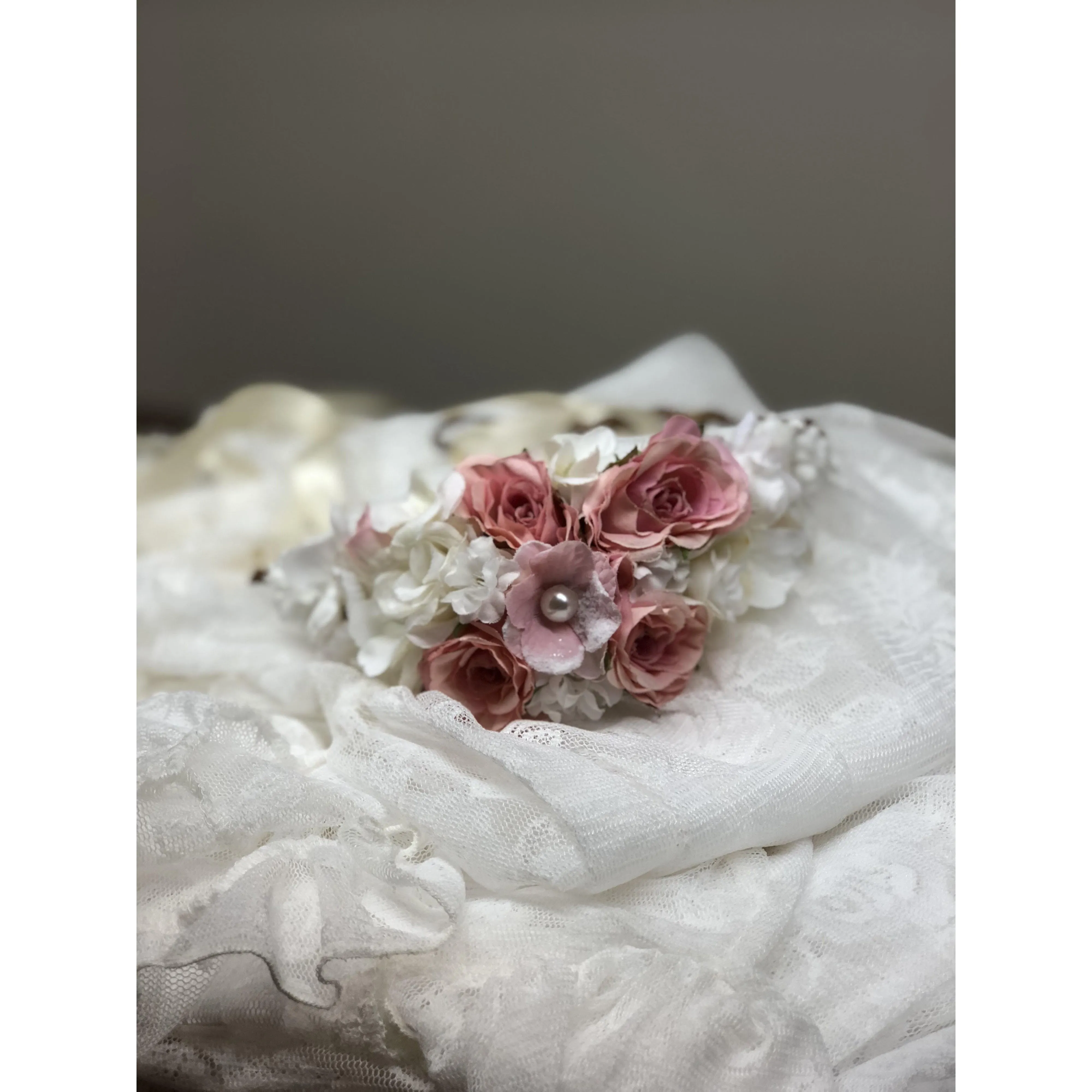 Pink White and Pearl Flower Crown