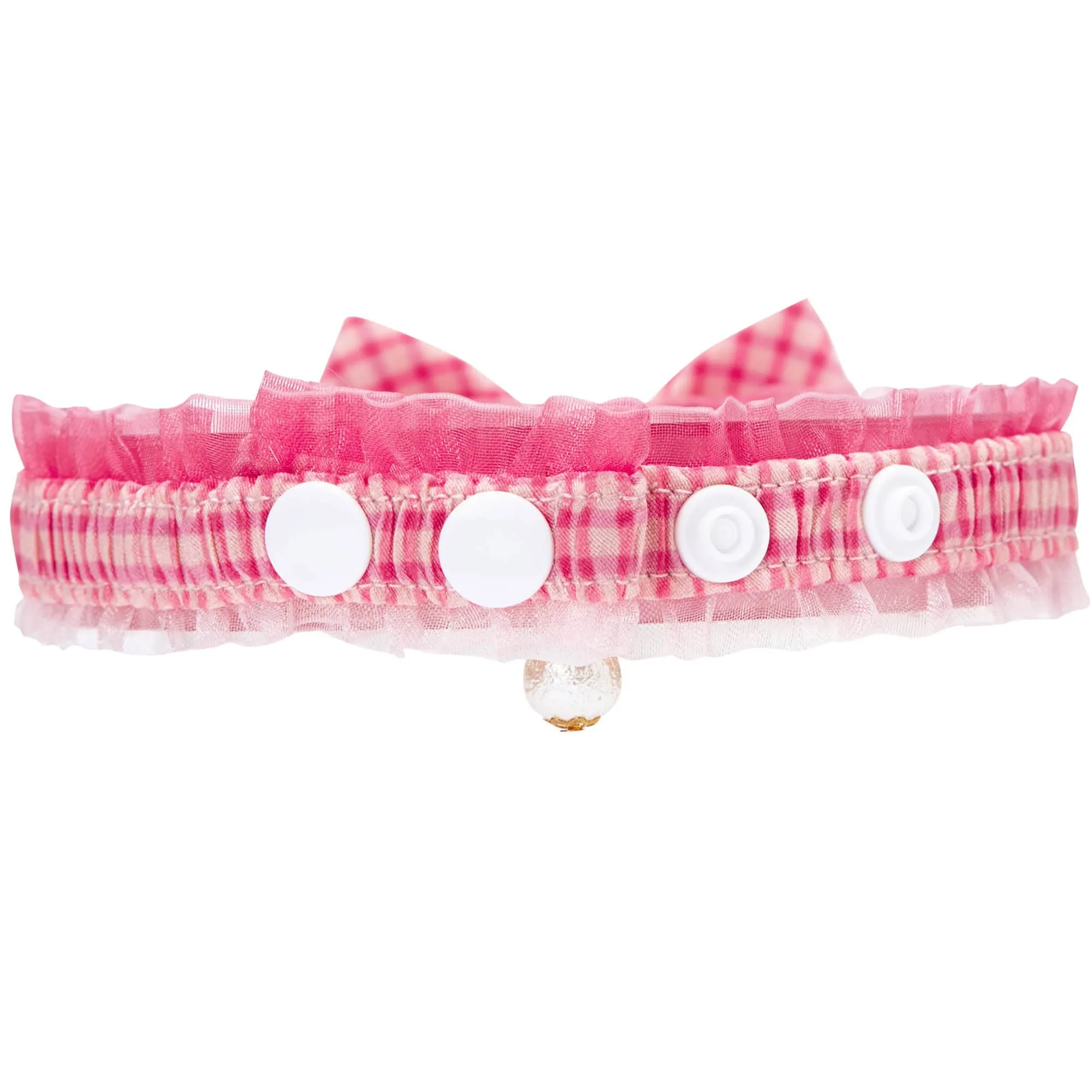 Plaid Bowtie Cat Collar with Pearl