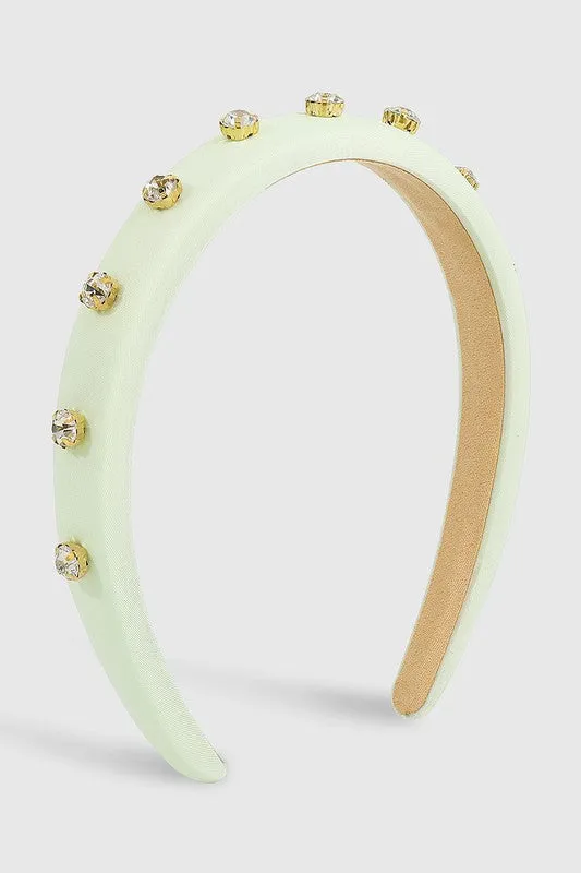 Poppin Plush Rhinestone Headband - Pastel Green