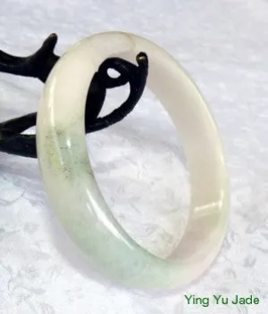 "Breath of Green" Veins on White Jadeite Jade Bangle Bracelet 59.5mm (BB2708)