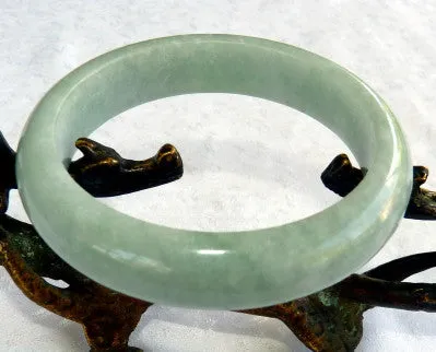 "Good Green All Around" Old Mine Burmese Jadeite Bangle Bracelet 56.5 mm (BB2958)