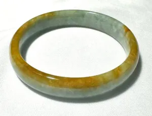 "Honey on Green" Burmese Jadeite Bangle Bracelet 58 mm (BB3000)