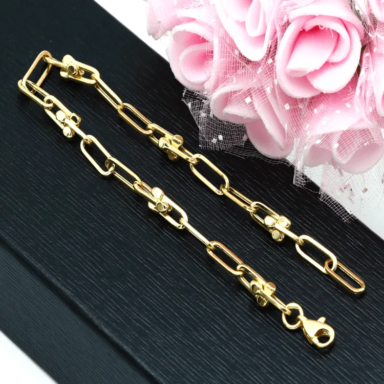 Real Gold Paper Clip GZTF Beads 4 M.M Bracelet 1523 BR1507