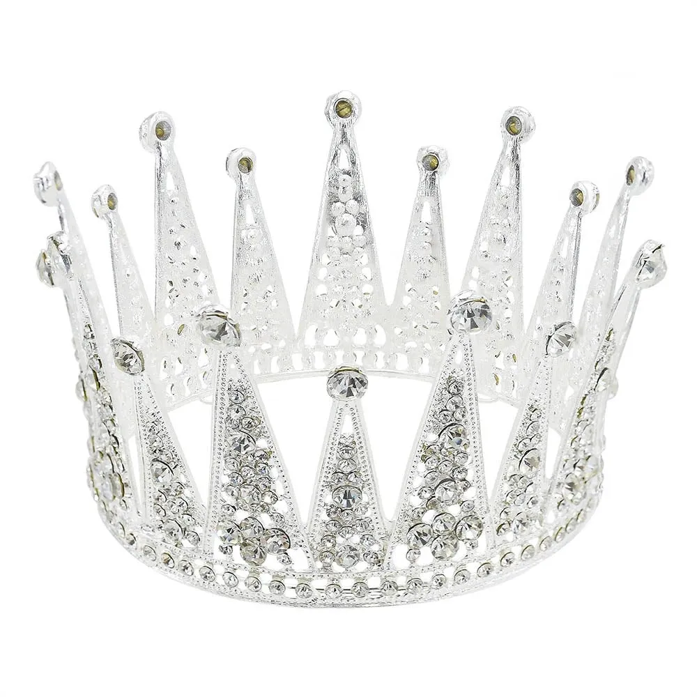 Regal Alloy Diamond Bridal Crown - A Modern Queen's Wedding Day Splendor