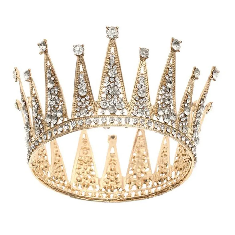 Regal Alloy Diamond Bridal Crown - A Modern Queen's Wedding Day Splendor