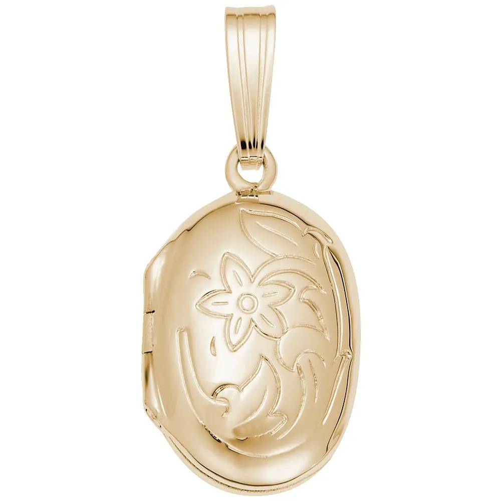 Rembrandt Charms - Oval with Flower Design Locket Charm - 8601