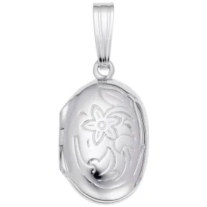 Rembrandt Charms - Oval with Flower Design Locket Charm - 8601