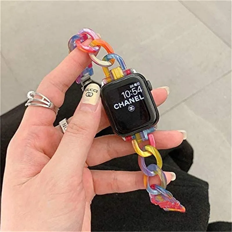 Resin Strap for Apple Series 7 6 Chain iWatch Loop Watchband Bracelet