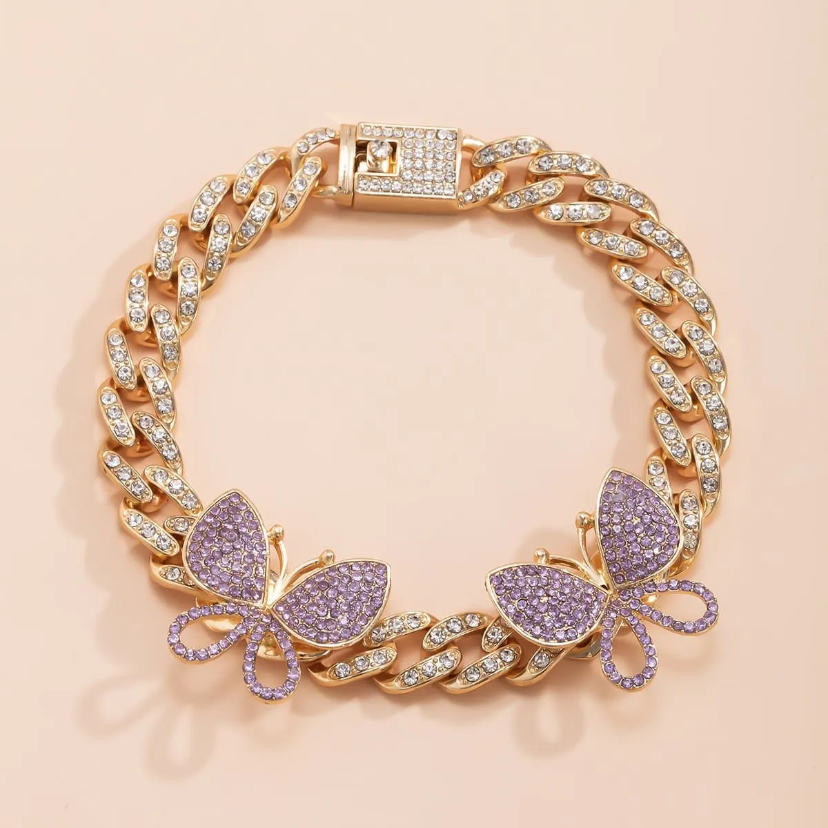 Rhinestone Decor Butterfly Charm Anklet